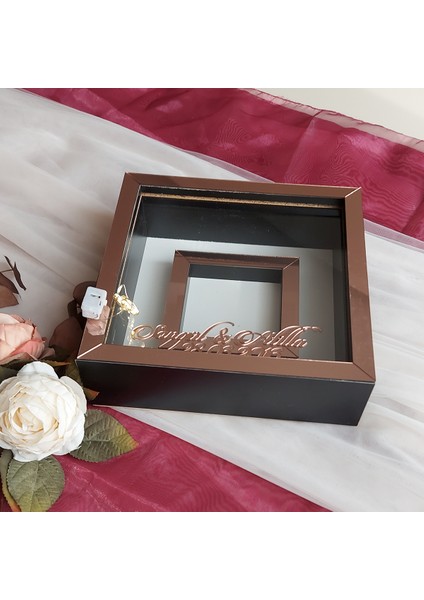 25X25 cm Fotoğraf Bölümlü Ledli Isimli Siyah-Rose Yarı Pleksi Kaplamalı Derin Anı Çerçevesi! Gül Kutusu! modelleri