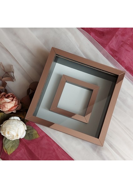 25X25 cm Fotoğraf Bölümlü Siyah-Rose Yarı Pleksi Kaplamalı Derin Anı Çerçevesi! Gül Kutusu! Ledsiz Isimsiz