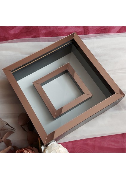 25X25 cm Fotoğraf Bölümlü Siyah-Rose Yarı Pleksi Kaplamalı Derin Anı Çerçevesi! Gül Kutusu! Ledsiz Isimsiz modelleri