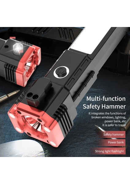 Taşınabilir USB Şarj Edilebilir LED El Feneri Su Geçirmez Acil Işık Açık Kamp Için Güvenlik Çekiç ile (Yurt Dışından) modelleri