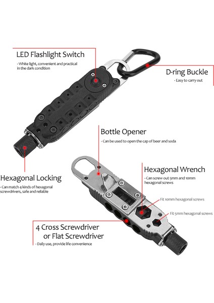 Anahtar LED Hayatta Kalma Karabina Ayarlanabilir Açıcı Dişli Tornavida Çok Fonksiyonlu (Yurt Dışından) modelleri