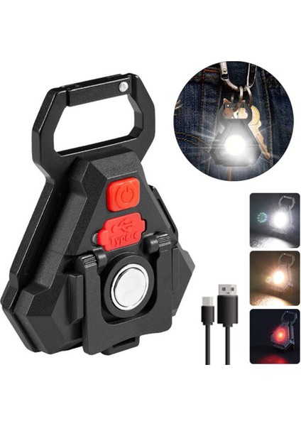 USB Şarj Edilebilir Mini Çok Fonksiyonlu El Feneri Cob Çalışma Işığı, 7 Aydınlatma Modlu 3 Renk (Yurt Dışından)