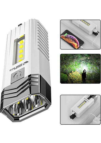 Taşınabilir Flaş Işıkları 1200 Mah Açık Su Geçirmez LED El Fenerleri USB Şarj Edilebilir Ev Acil Durum Lambası Cob Yan Işık ile Çalışma Işığı (Yurt Dışından)