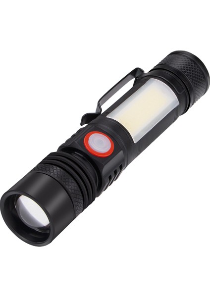 LED El Feneri Su Geçirmez El Feneri Manyetik Torch Zoom T6+Cob El Feneri Klipsli Taşınabilir El Işığı 18650 Pil (Yurt Dışından)