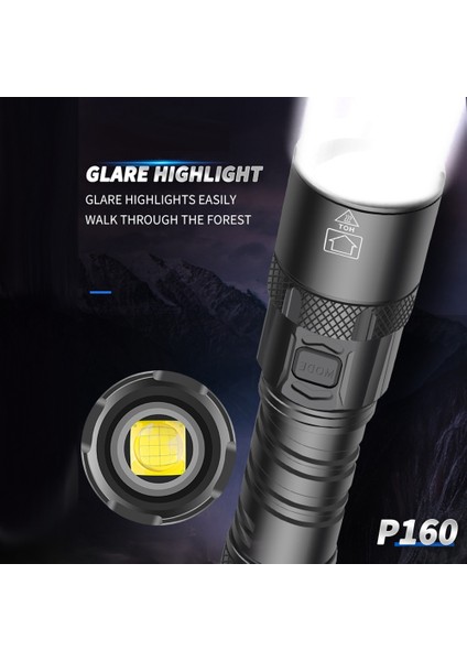 En Güçlü El Feneri Şarj Edilebilir Teleskopik Zoom Girişi ve Çıkışı Yüksek Uzun Menzilli Parlama Feneri, XHP160 (Yurt Dışından) fırsatları