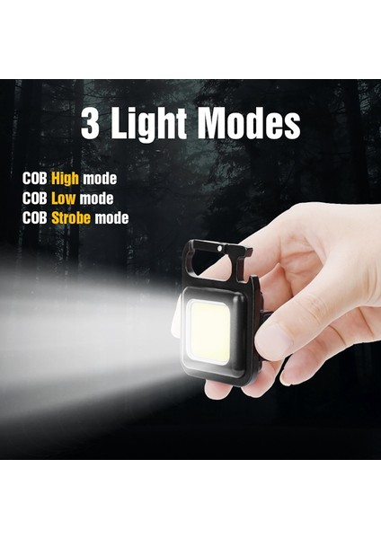Cob El Feneri, 500 Lümen Parlak Şarj Edilebilir Anahtarlık Mini El Feneri 3 Işık Modu ile Balıkçılık, Kamp Için Şişe Açacağı (Yurt Dışından) fırsatları