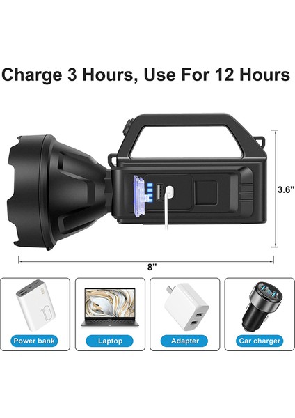 Spot El Feneri, Yüksek Lümenli LED El Projektörü, 4 Mod (Yurt Dışından) fiyatları