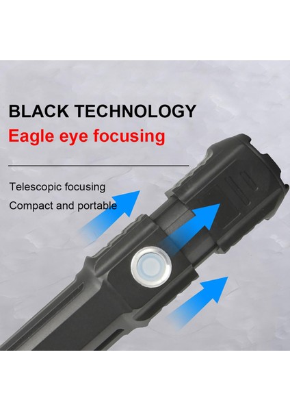 Teleskopik Zoom El Feneri USB Şarj Edilebilir 18650 El Feneri Taşınabilir Spot Işığı Uzun Menzilli Projektör (Yurt Dışından) fiyatları