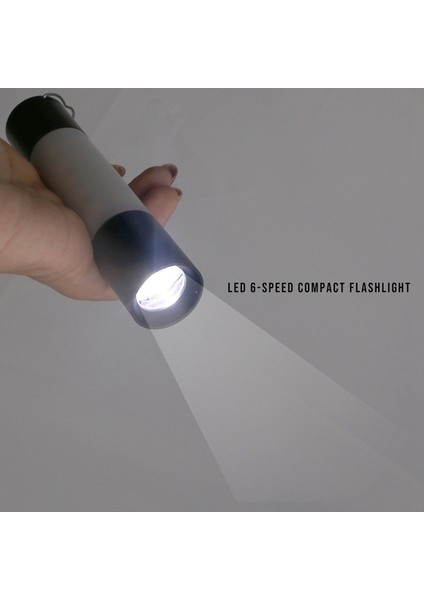 LED Işık Taşınabilir El Feneri 6 Modu Odak Torch Taşınabilir Strobe Lamba Fener USB Şarj Torch Fener Kamp Için Siyah (Yurt Dışından)