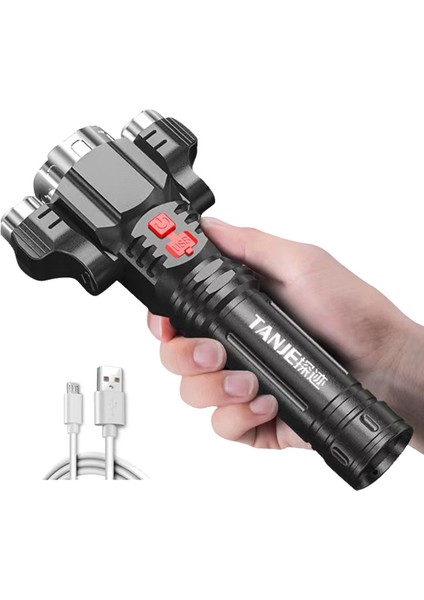 Quanbu Tanje Çok Fonksiyonlu El Feneri Açık Ev Taşınabilir Bisiklet USB Şarj Edilebilir Acil Mini Parlama El Feneri (Yurt Dışından) modelleri