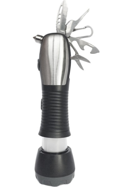 Yeni Taşınabilir 6'sı 1 Arada Çok Fonksiyonlu El Feneri ve Acil Durum Alet Seti Gümüş (Yurt Dışından)