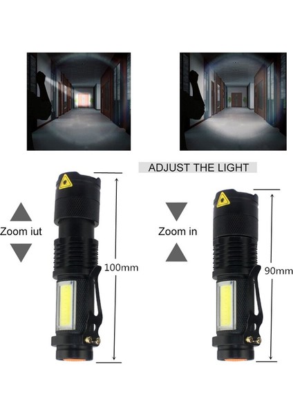 LED El Feneri Taşınabilir Q5 + Torch Mini Ayarlanabilir Zoom Odak Flaş Işığı Su Geçirmez Penlight Aydınlatma Fener Kamp Lambası (Yurt Dışından) modelleri