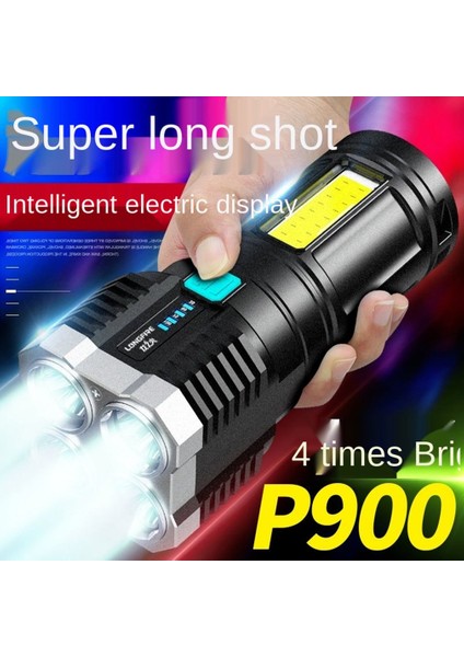 Dört Çekirdekli Parlak LED El Feneri Güçlü Işık Şarj Edilebilir Süper Parlak (Yurt Dışından) modelleri