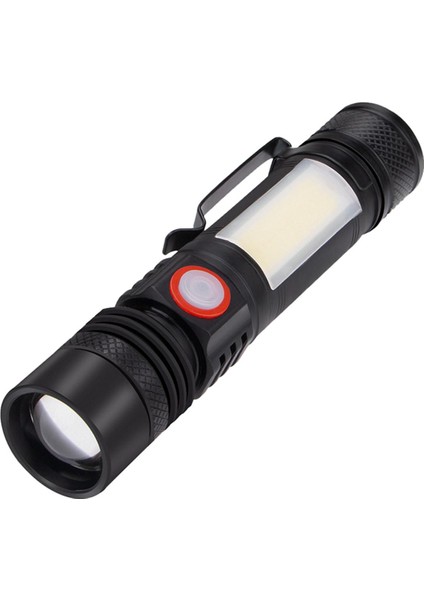 LED El Feneri Su Geçirmez El Feneri Manyetik Torch Zoom T6+Cob El Feneri Klipsli Taşınabilir El Işığı 18650 Güç Kaynağı (Yurt Dışından)