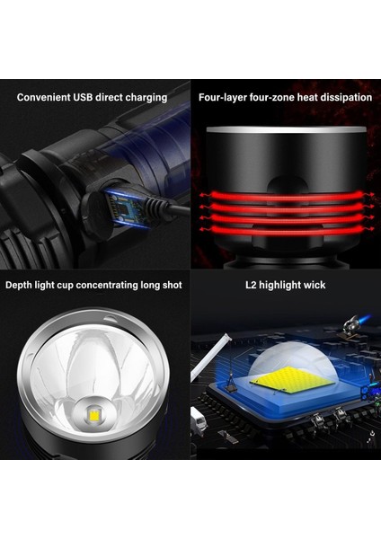 LED El Feneri Taktik Torch USB Linterna Su Geçirmez Lamba Ultra Parlak (Yurt Dışından) modelleri