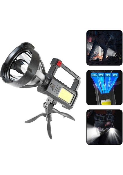LED El Feneri Güçlü Torch Su Geçirmez Balıkçılık Fener USB Şarj Edilebilir Spot Işığı Projektör Kamp Lambası (Yurt Dışından)