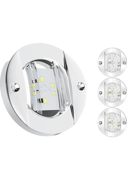 Adet Tekne Iç Aydınlatma, 12V LED Tekne Güvertesi Iç Aydınlatma 3 Inç Yuvarlak Beyaz 6 LED Kıç Kıç Ayna Çapa Işığı (Yurt Dışından)