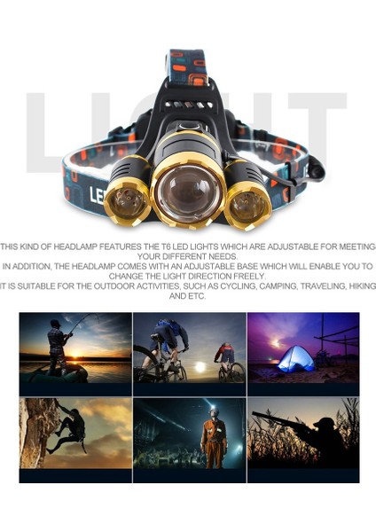 Ayarlanabilir T6 LED Far Ipx4 Su Geçirmez Kısılabilir Uzun Menzilli Projektör - Altın (Yurt Dışından) modelleri