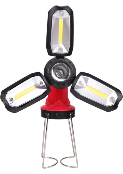 Güçlü LED El Feneri Kamp Yürüyüş Acil Çok Fonksiyonlu Şarj Edilebilir Deforme Edilebilir Aydınlatma Kırmızı (Yurt Dışından)