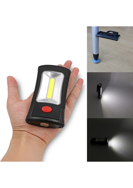 Çok Fonksiyonlu Taşınabilir Cob LED Manyetik Katlanır Kanca Çalışma Muayene Işığı El Feneri Torch Lanterna Lamba, Siyah (Yurt Dışından)