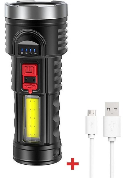 Taktik Taşınabilir Şarj Edilebilir El Feneri Için LED El Feneri 4 Mod Açık Kamp Için Süper Parlak Yüksek Güçlü LED El Fenerleri-Sabit Odak (Yurt Dışından) modelleri