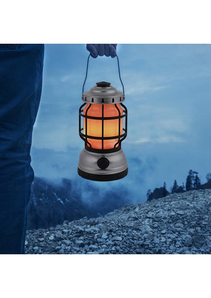 Uzaktan Kumanda Olmadan Retro Taşınabilir Fener Açık Kamp, C (Yurt Dışından)