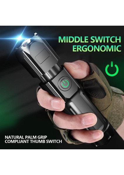 El Feneri Yakınlaştırma Güçlü Işık El Feneri USB Şarj Küçük Taşınabilir Spot Uzun Menzilli Sel Dış Aydınlatma Lambası (Yurt Dışından) fiyatları