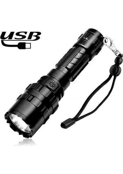 Güçlü Işık El Feneri USB Şarj Ev Taşınabilir Açık Hava Acil Durum Küçük El Feneri Kamp, Dış Mekan (Yurt Dışından) fırsatları