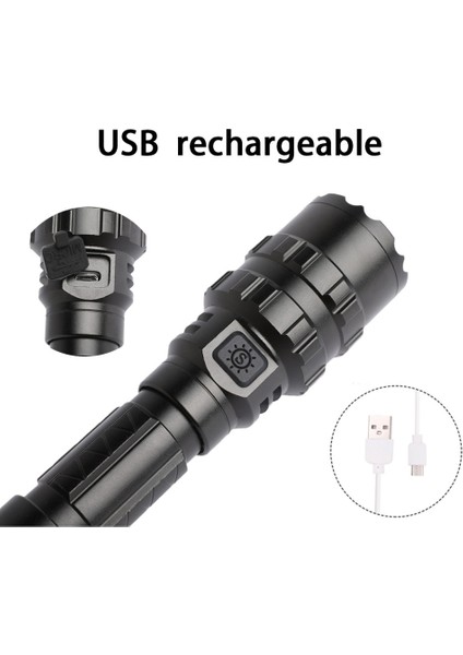 Güçlü Işık El Feneri USB Şarj Ev Taşınabilir Açık Hava Acil Durum Küçük El Feneri Kamp, Dış Mekan (Yurt Dışından) indirimleri