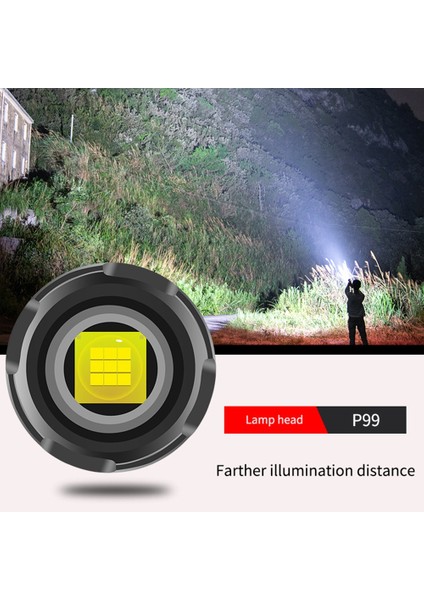 En Güçlü El Feneri Şarj Edilebilir Teleskopik Zoom Girişi ve Çıkışı Yüksek Uzun Menzilli Parlama Feneri, XHP99 (Yurt Dışından) modelleri