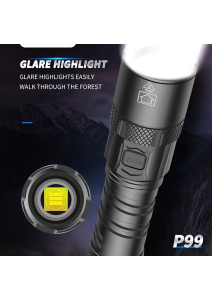 En Güçlü El Feneri Şarj Edilebilir Teleskopik Zoom Girişi ve Çıkışı Yüksek Uzun Menzilli Parlama Feneri, XHP99 (Yurt Dışından) fırsatları