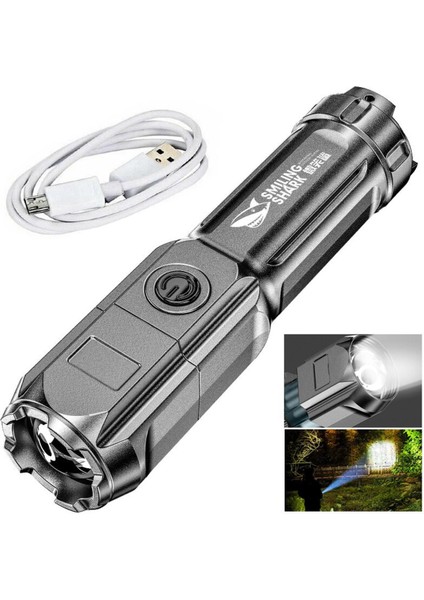 Taşınabilir El Feneri Güçlü Işık Yüksek Güçlü Şarj Edilebilir Zoom Vurgu Taktik El Feneri Dış Aydınlatma LED El Feneri (Yurt Dışından)