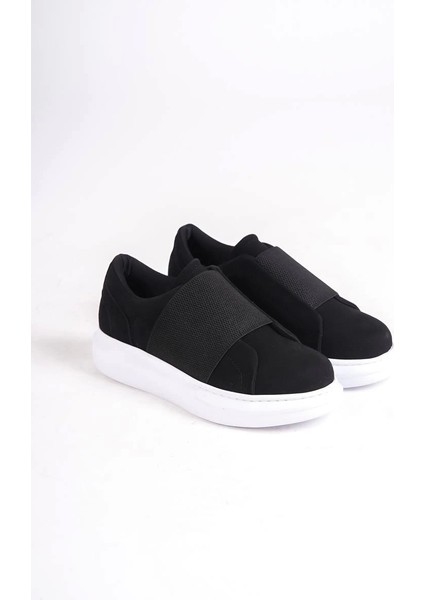Siyah Süet Lastikli Slip-On Günlük Erkek Günlük Ayakkabı