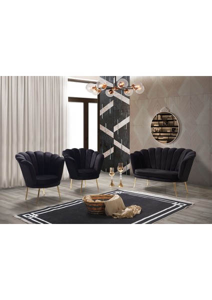 Inci Siyah Kollu Çayseti Koltuk Takımı indirimleri