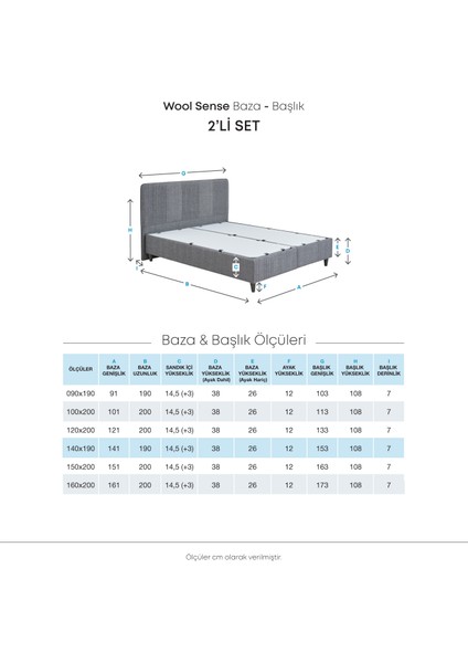 Bedding Wool Sense Çift Kişilik Baza - Başlık Set - Koyu Gri