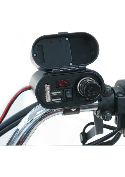 CD-3068 Su Geçirmez Çok Fonksiyonlu Çift USB Şarj Cihazı ve Çakmaklık