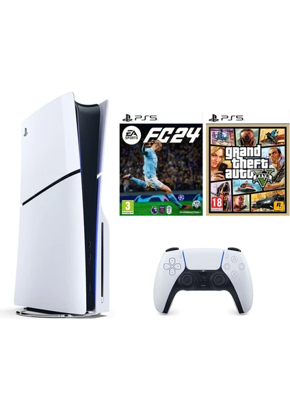 Playstation 5 Slim İthalatçı Garantili + Fifa Fc 24 + Gta 5