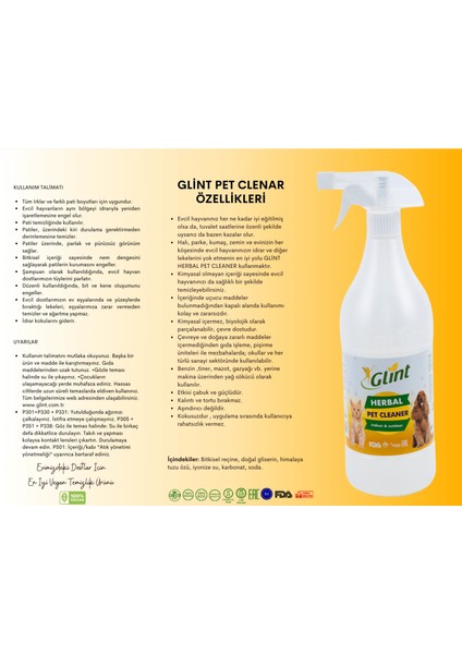 Pet Cleaner 1 Litre %100 Bitkisel Köpek Kedi Pati Temizleyici