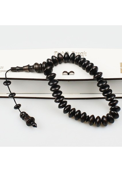 Sistemli Basık Abanoz Tesbih (12 x 7 Mm) TP001664