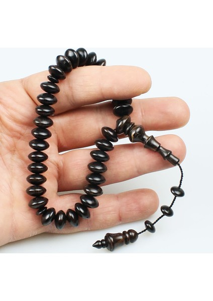 Sistemli Basık Abanoz Tesbih (12 x 7 Mm) TP001664