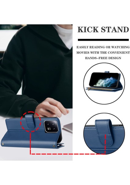 Xiaomi 13 Pro ile Uyumlu Rfıd Engelleme Kredi Kartı Tutacağı Deri Fermuarlı Cüzdan Bilek Kayışı Kickstand Koruyucu Telefon Kılıfı (Yurt Dışından) fırsatları
