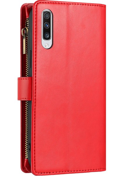 Samsung Galaxy A70/A70S ile Uyumlu Rfıd Engelleme Kredi Kartı Tutacağı Deri Fermuarlı Cüzdan Bilek Kayışı Kickstand Koruyucu Telefon Kılıfı (Yurt Dışından) fırsatları