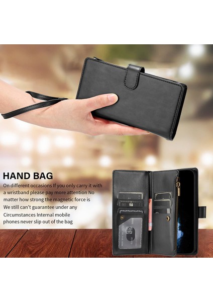 Samsung Galaxy A71 4g ile Uyumlu Rfıd Engelleme Kredi Kartı Tutacağı Deri Fermuarlı Cüzdan Bilek Kayışı Kickstand Koruyucu Telefon Kılıfı (Yurt Dışından) fiyatları