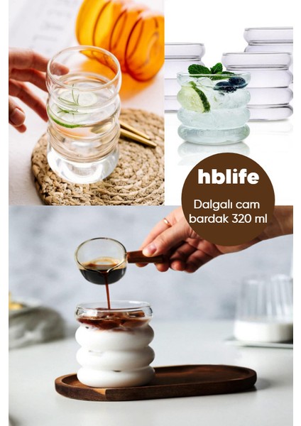 Cam Dalgalı Bardak 320 ml Foury Kahve, Kokteyl, Meyve Suyu Bardağı