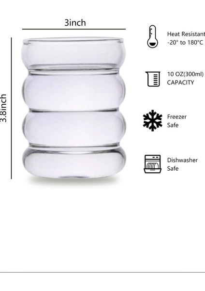 Cam Dalgalı Bardak 320 ml Foury Kahve, Kokteyl, Meyve Suyu Bardağı