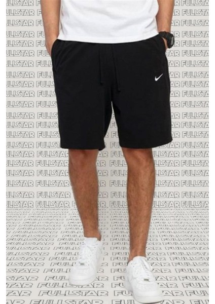 Shorts Club Swoosh Jersey Unisex Yazlık Ince %100 Pamuklu Şort Siyah