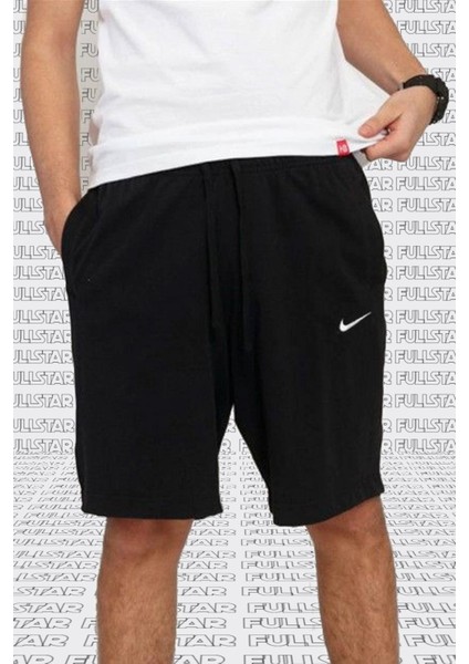 Shorts Club Swoosh Jersey Unisex Yazlık Ince %100 Pamuklu Şort Siyah