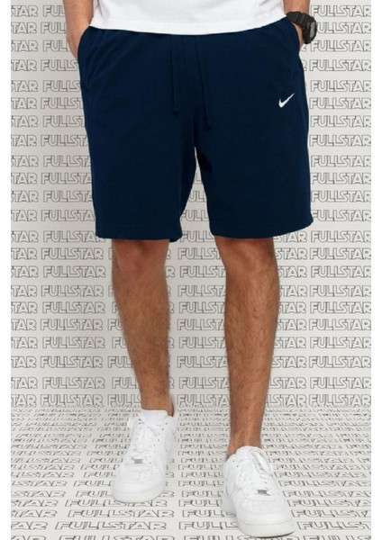 Shorts Club Swoosh Jersey Unisex Yazlık Ince %100 Pamuklu Şort Lacivert
