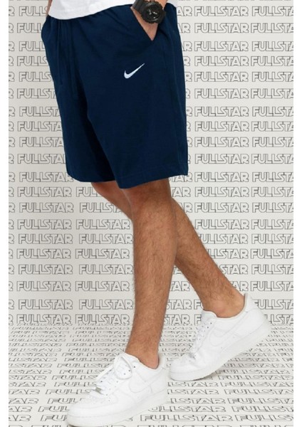Shorts Club Swoosh Jersey Unisex Yazlık Ince %100 Pamuklu Şort Lacivert