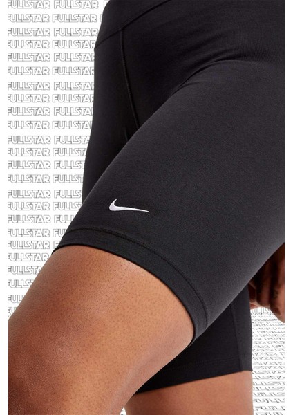 Sportswear Essential Biker Pamuk Polyester Siyah Kısa Tayt Şort